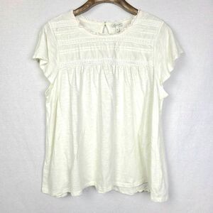 Ella Moss Boho Peasant Top XL Cream Lace Ruffle